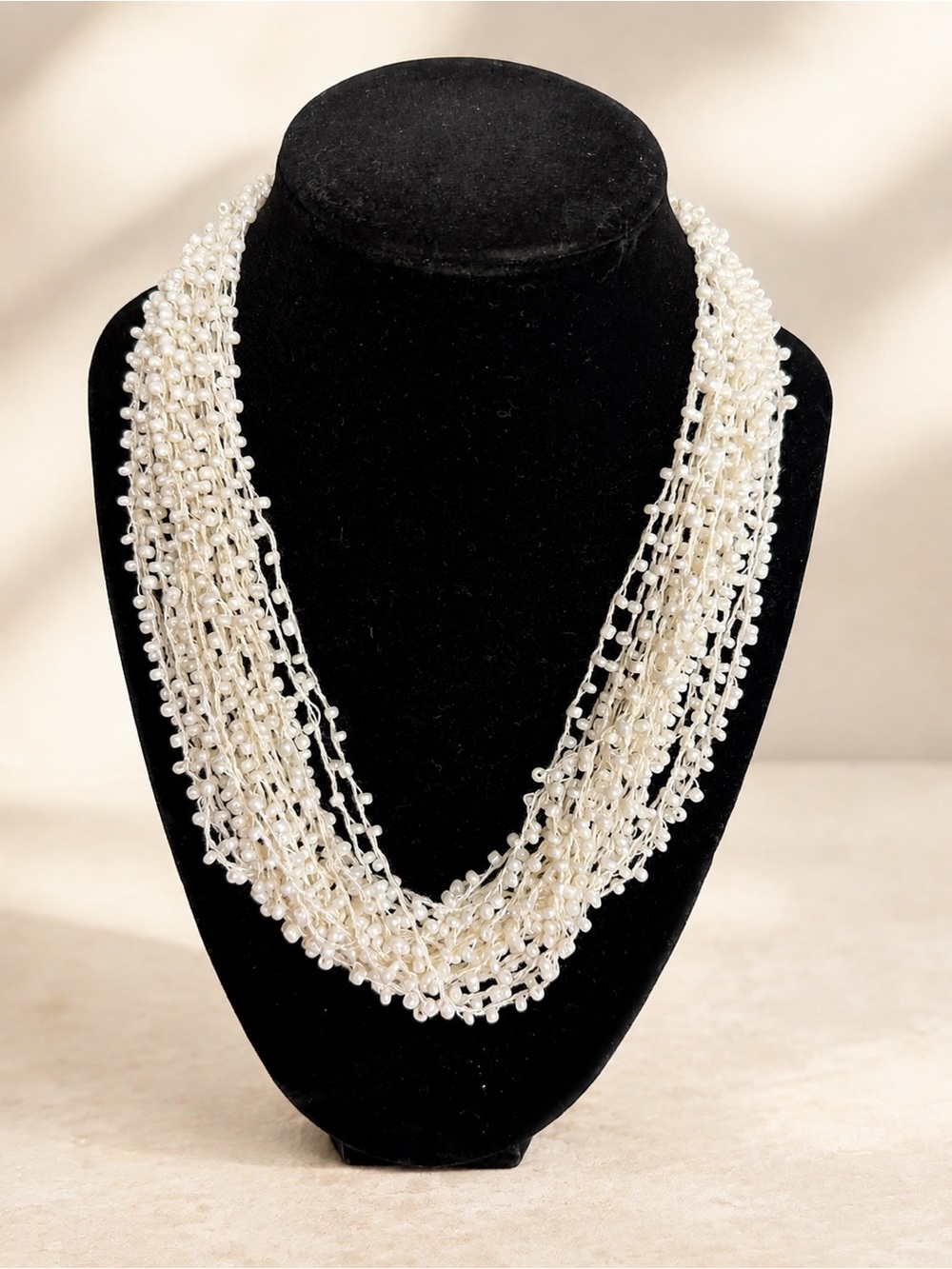 Elegant Ivory Multi-Strand Pearl Necklace - Women Jewelry